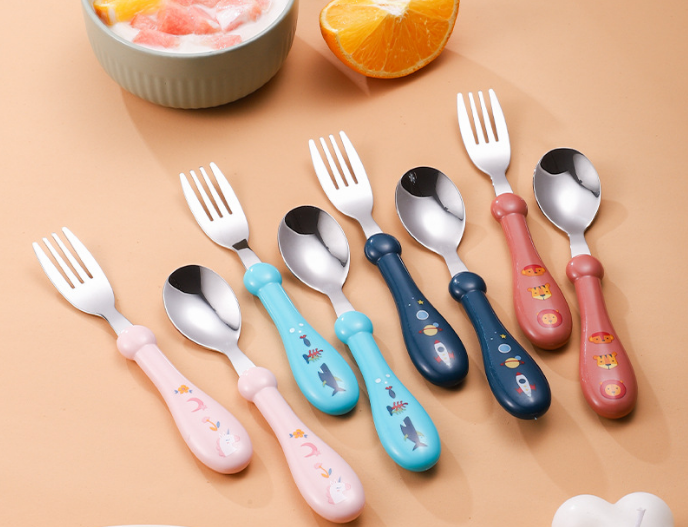 kid stainless spoon and fork